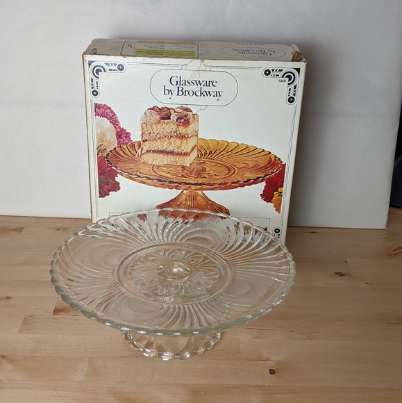 Vintage Brockway 10" nouveau Cake Plate clear